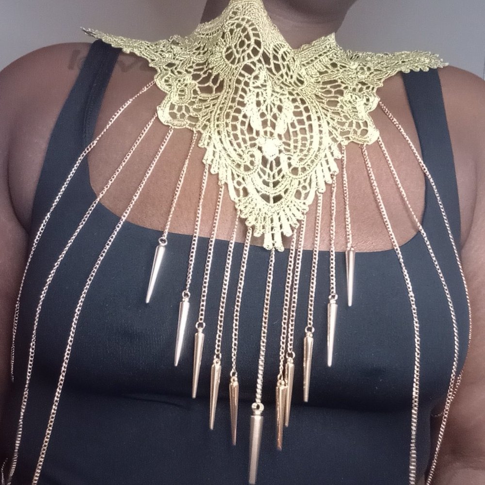 Golden Goddess Gold loop and lace body chain